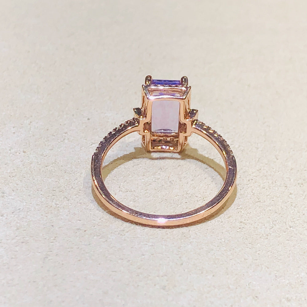 14Kt Rose Gold Diamond and Amethyst Ring