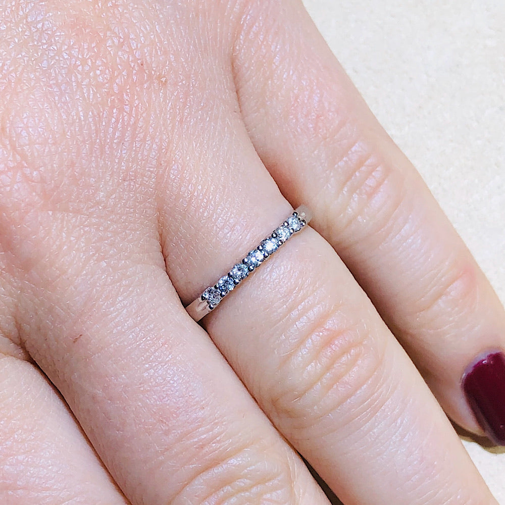 Diamond Band, Round Brilliant cut diamonds 1/5 CTW. 10kt White Gold