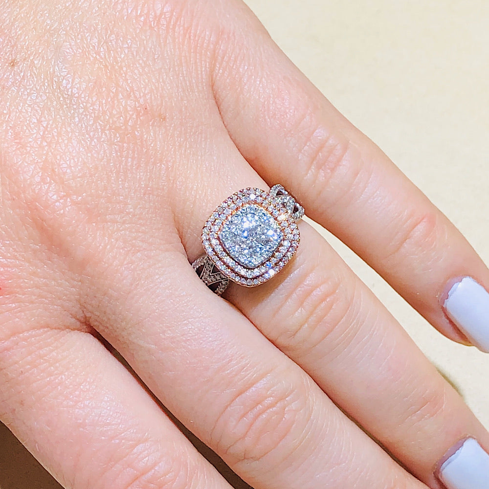 14KT Rose/White Gold & Diamond Ring 1.00 Ctw