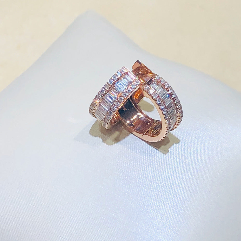 14Kt ROSE GOLD DIAMOND HUGGIE EARRINGS