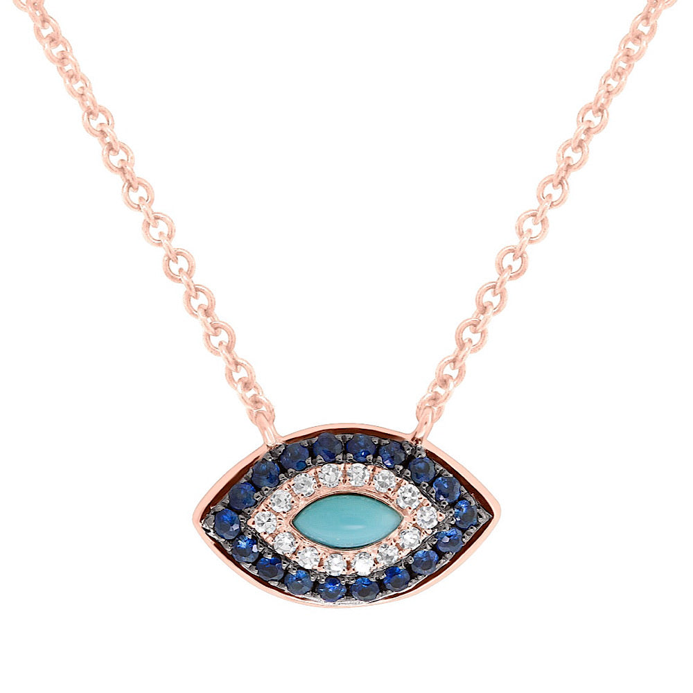 Diamond Rose Gold Evil Eye Necklace