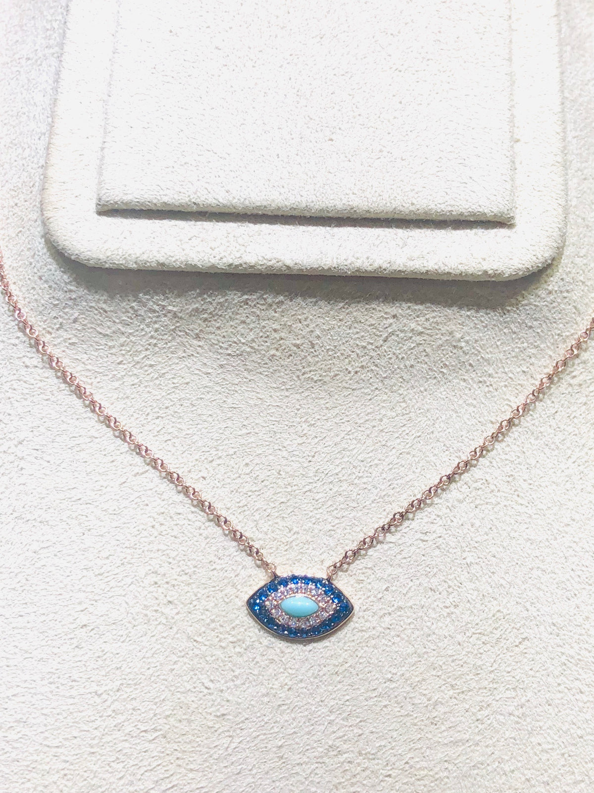 Diamond Rose Gold Evil Eye Necklace