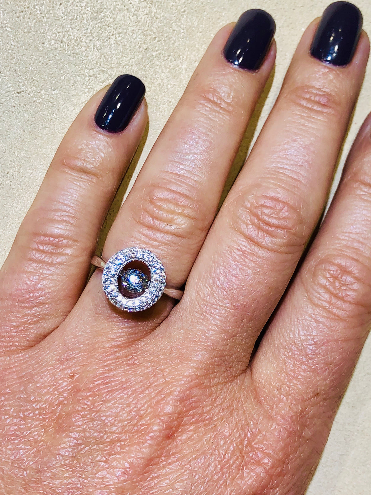 “Dancing Dangling Diamond” Halo Oval Ring