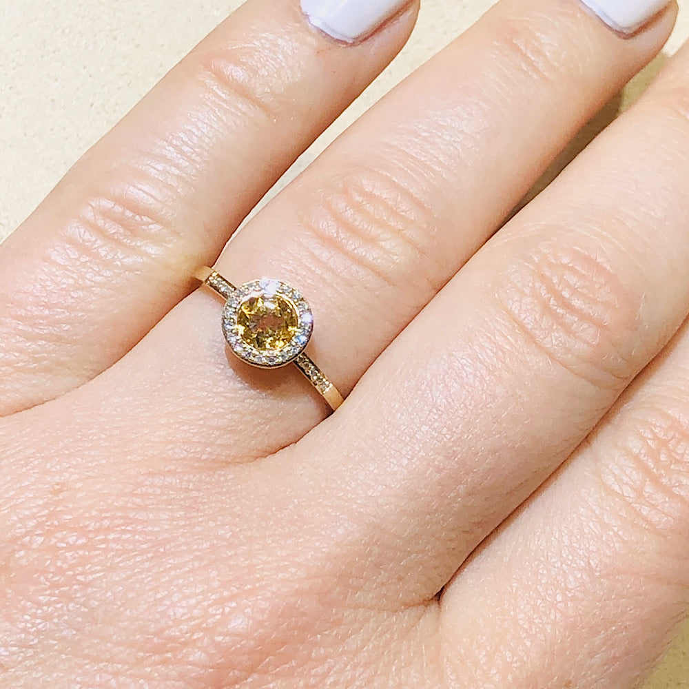 14Kt Yellow Gold Citrine and Diamond Ring
