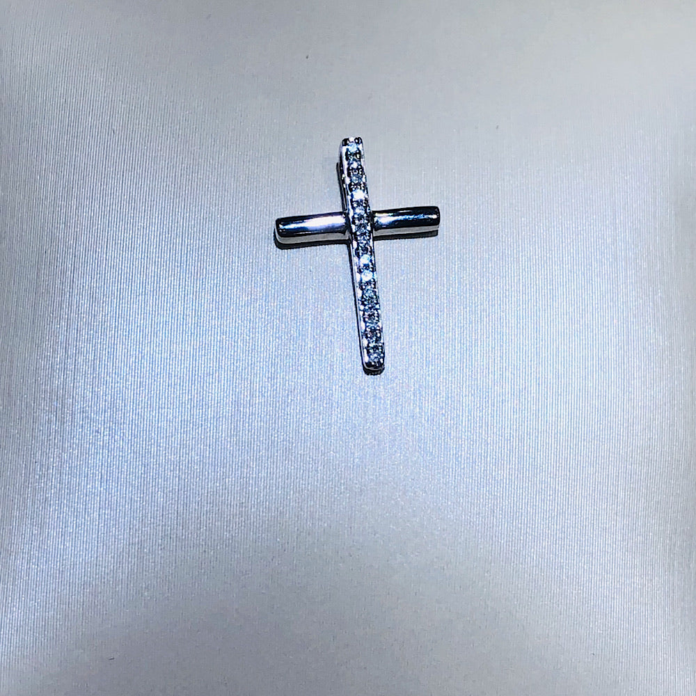 Diamond Baby Cross Pendant .04 CTW 14KT W