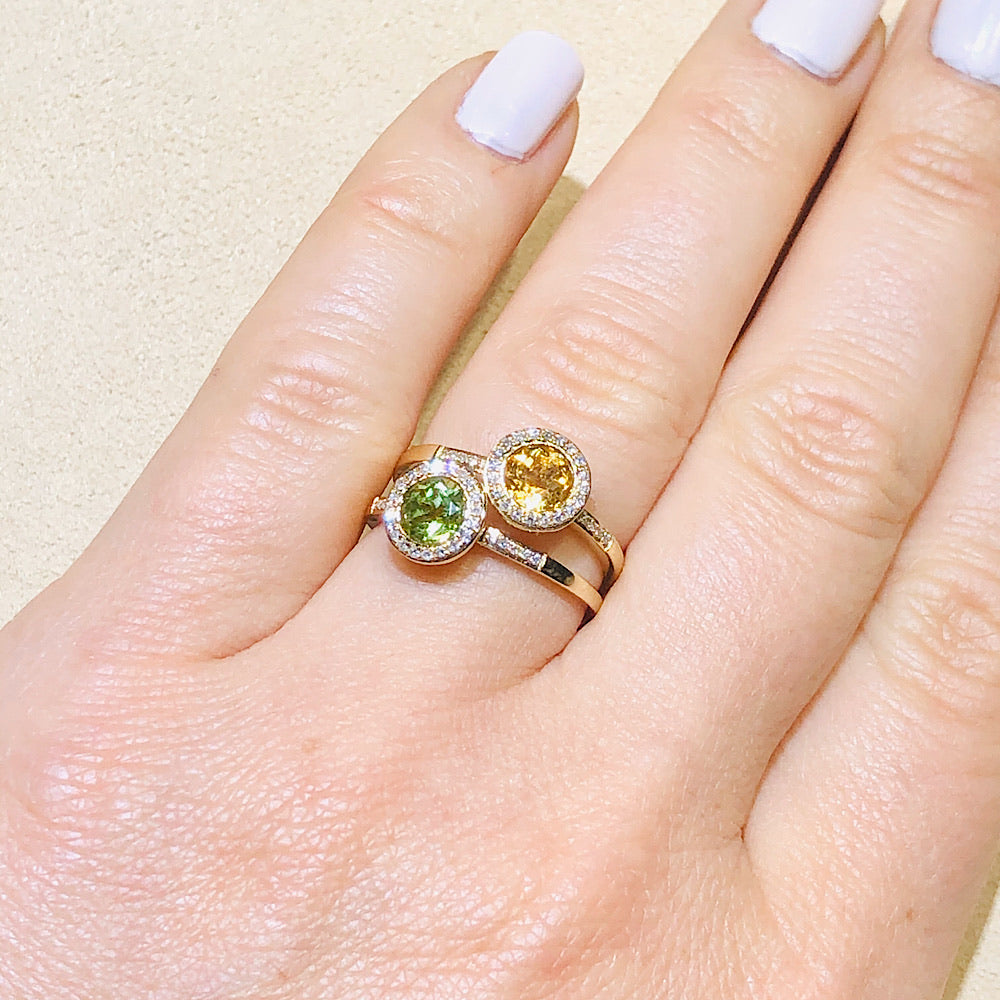 14Kt Yellow Gold Citrine and Diamond Ring