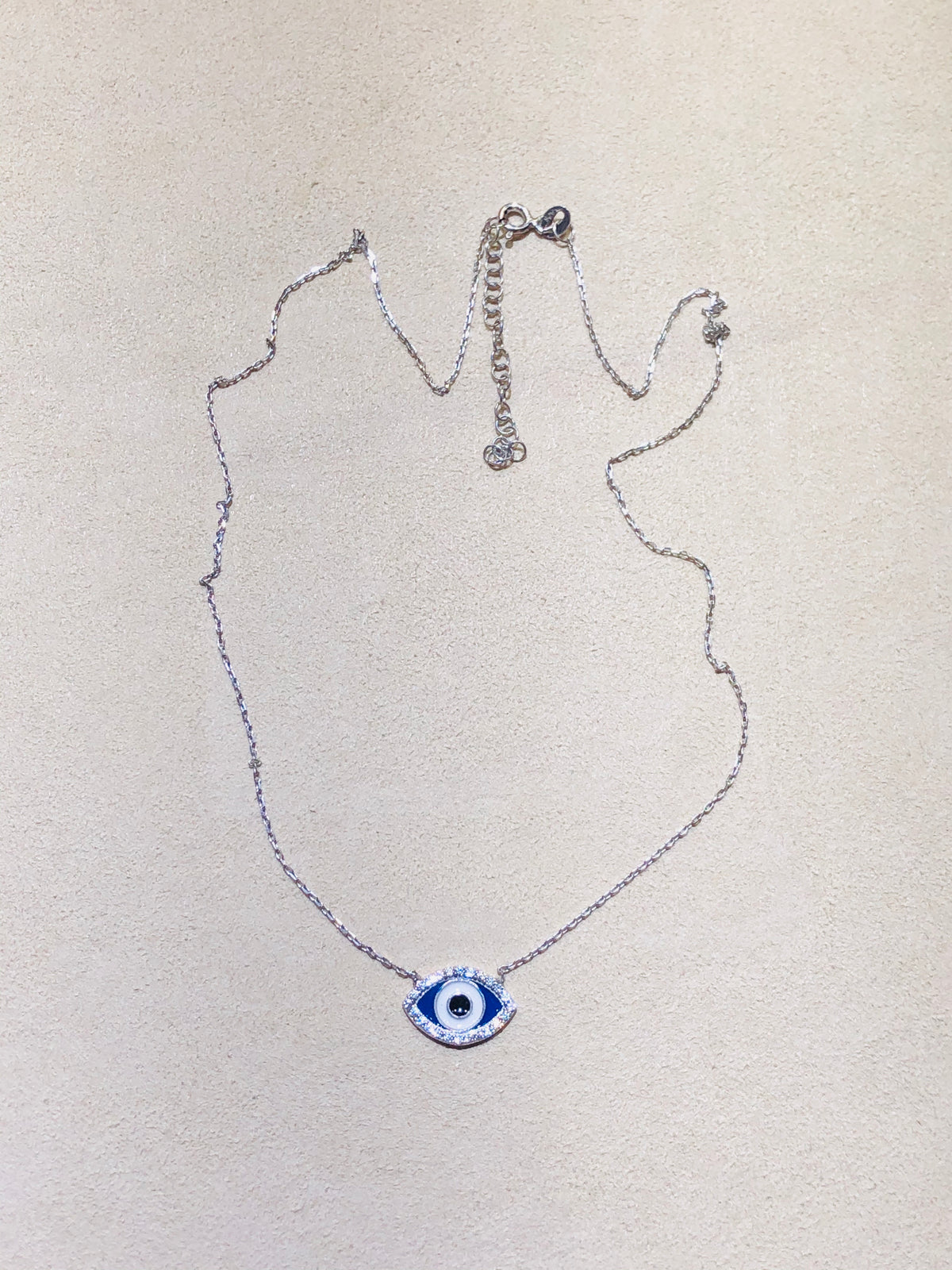 Evil Eye White Gold Plated(Rhodium) Necklace