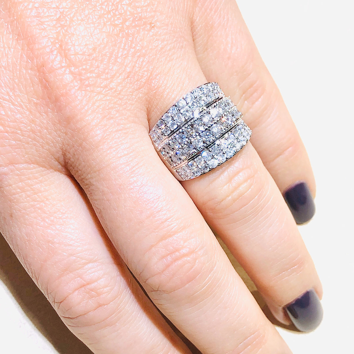 2.00 Ct Wide Diamond Band 10Kt White Gold Ring