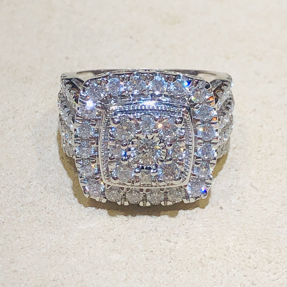 2.00 CTW Diamond Cluster Ring in White Gold