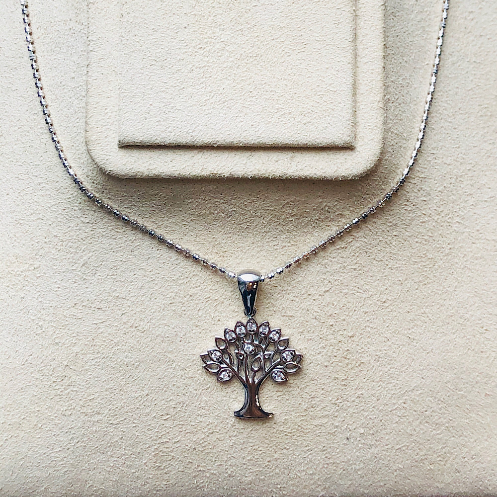 Sterling Silver Tree of Life Pendant with Swarovski Crystals