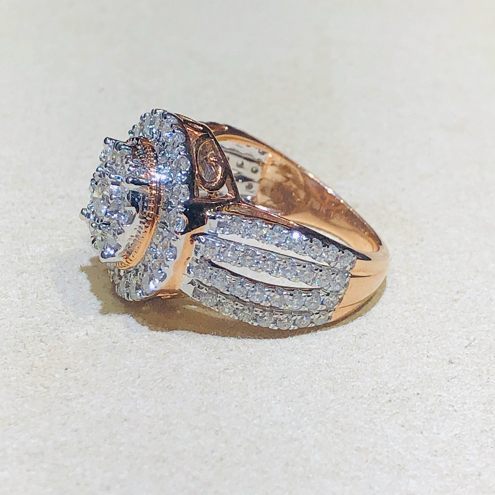 Copy of 10Kt Rose/White Gold Diamond Ring 2Ctw