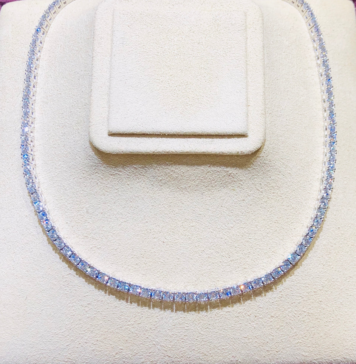 White gold tennis necklace with Swarovski crystals