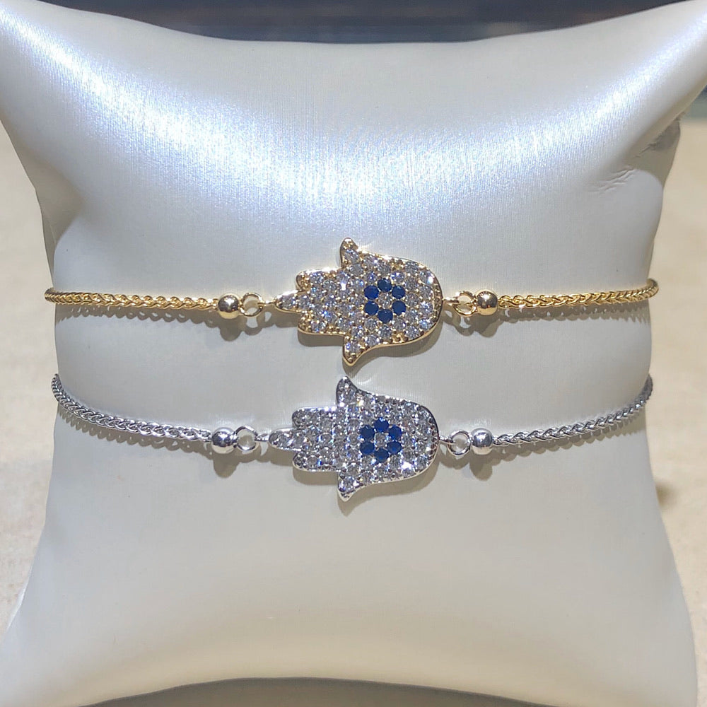 14Kt White or Yellow Gold Hand of God Bolo Bracelet