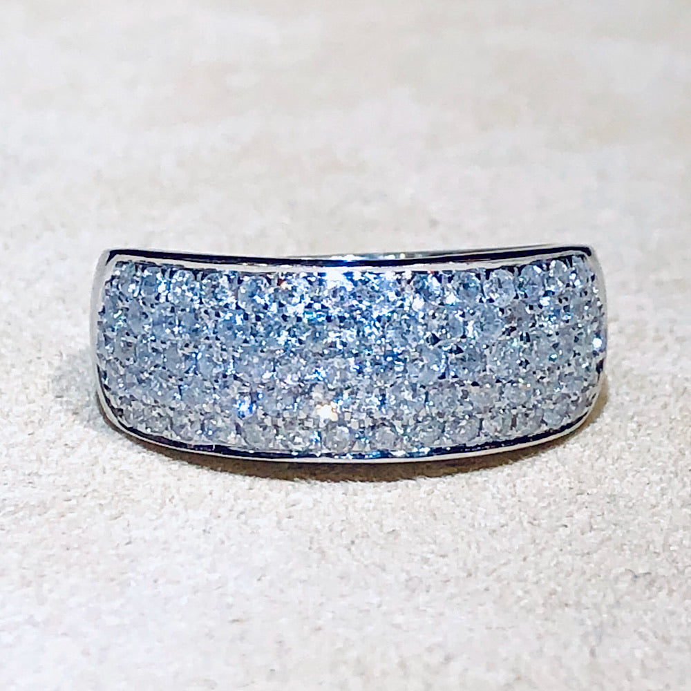 1.00 Ctw White/Yellow Gold & Diamond Five-Row Band