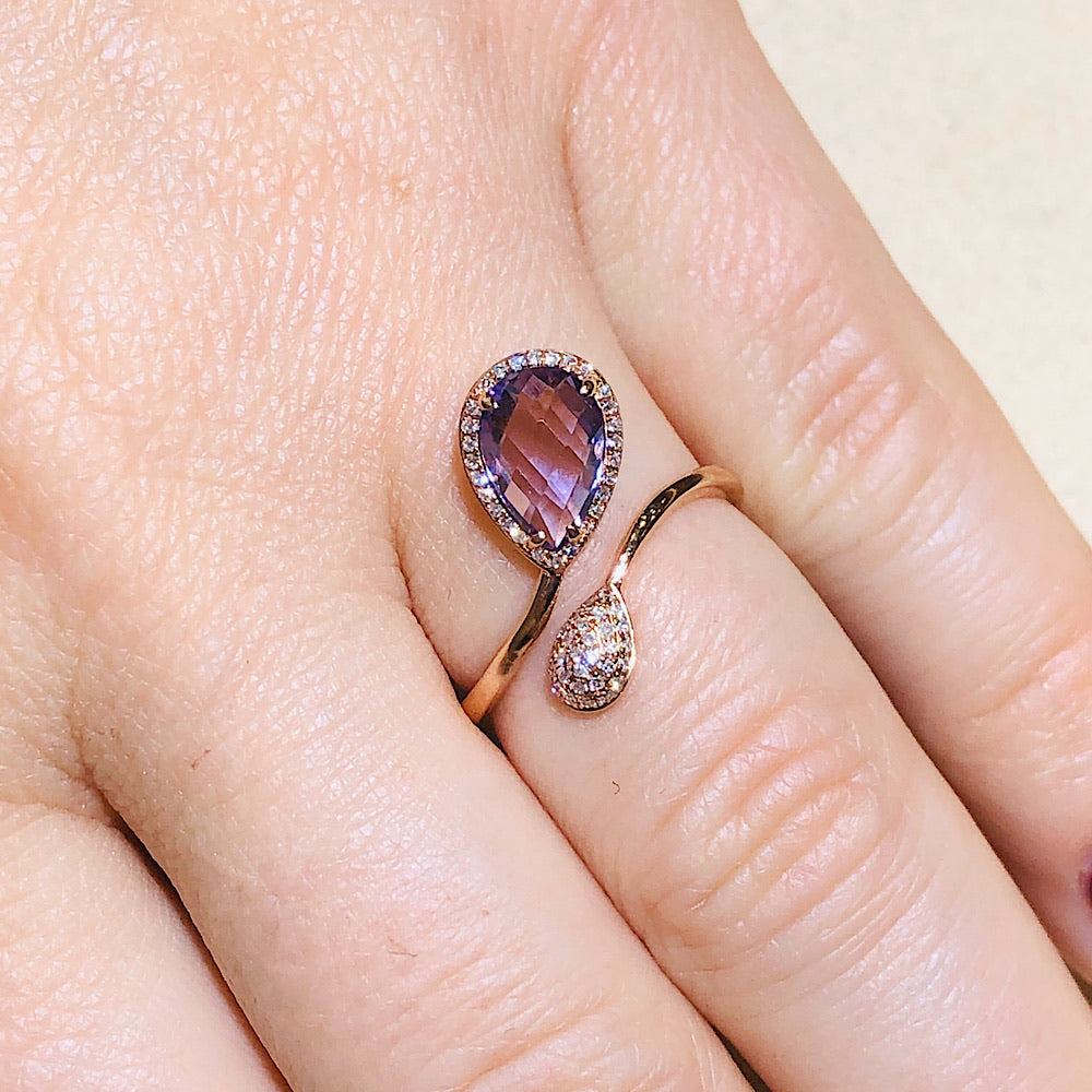 14Kt Rose Gold Amethyst Ring
