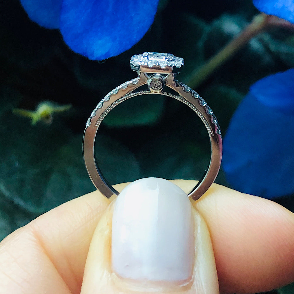 Emerald Cut Diamond Engagement Ring 14Kt White Gold