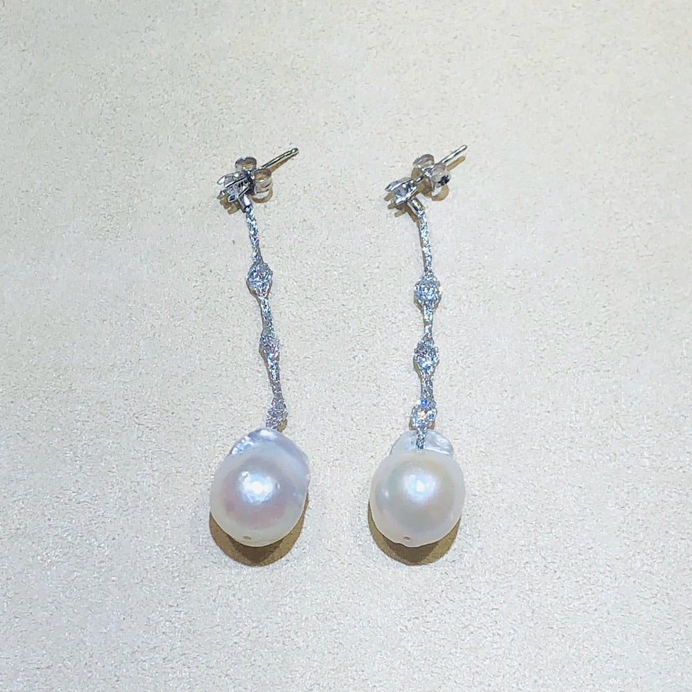 Micheletto Silver Mesh and Pearls Silver Earrings