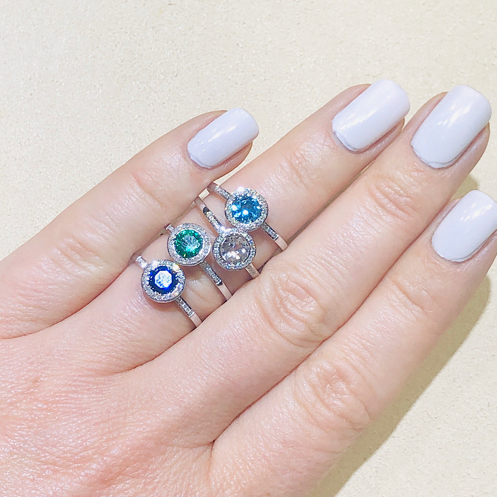 14Kt White Gold Diamond and White Topaz Ring