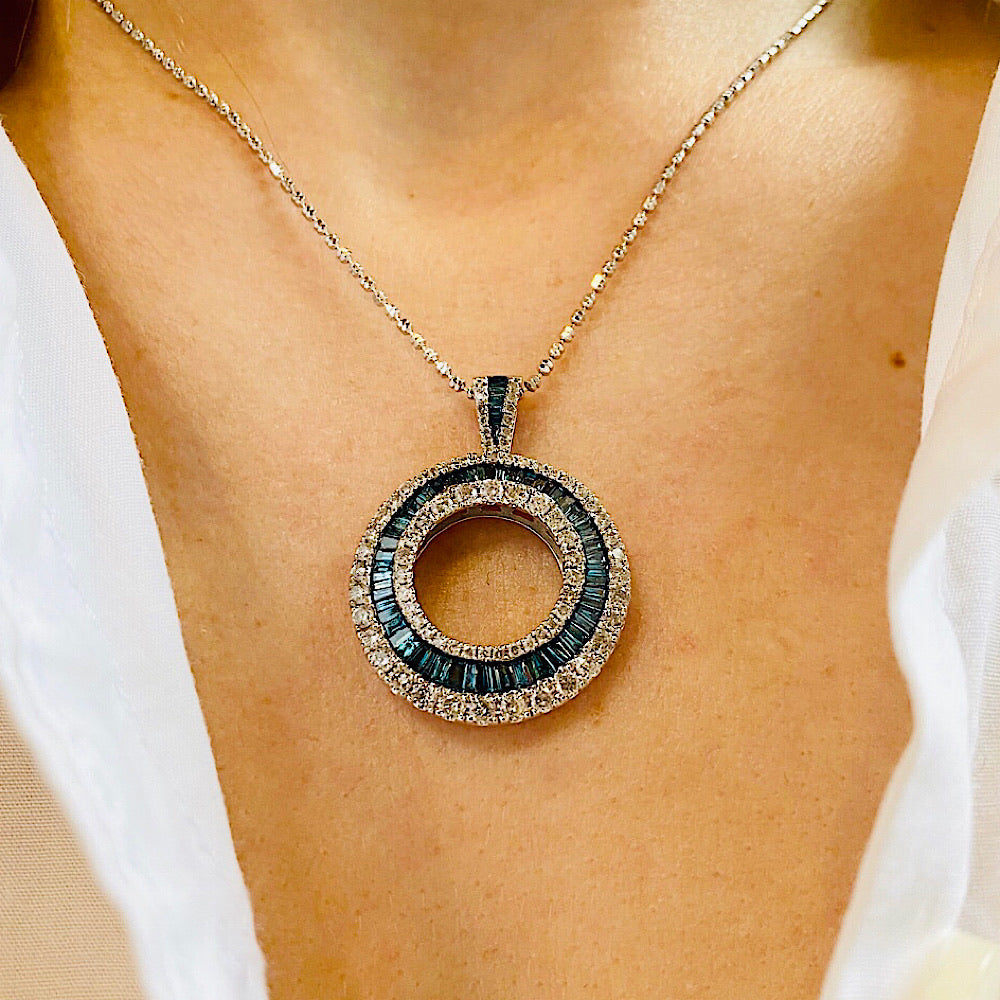 Circle Of Life Blue and White Diamond Pendant