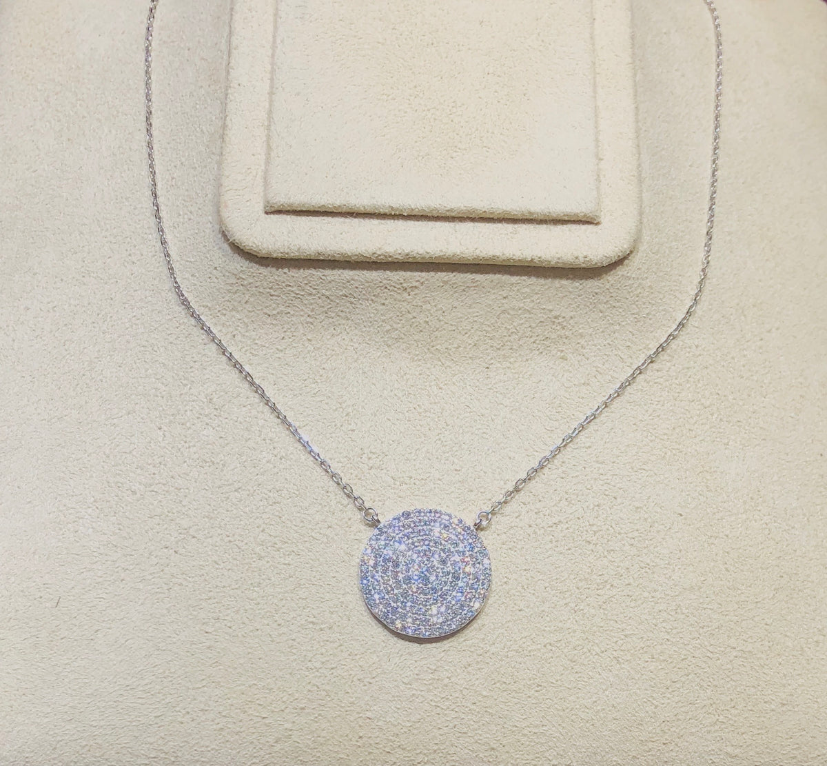 Pave Swarovski Crystals coin style necklace