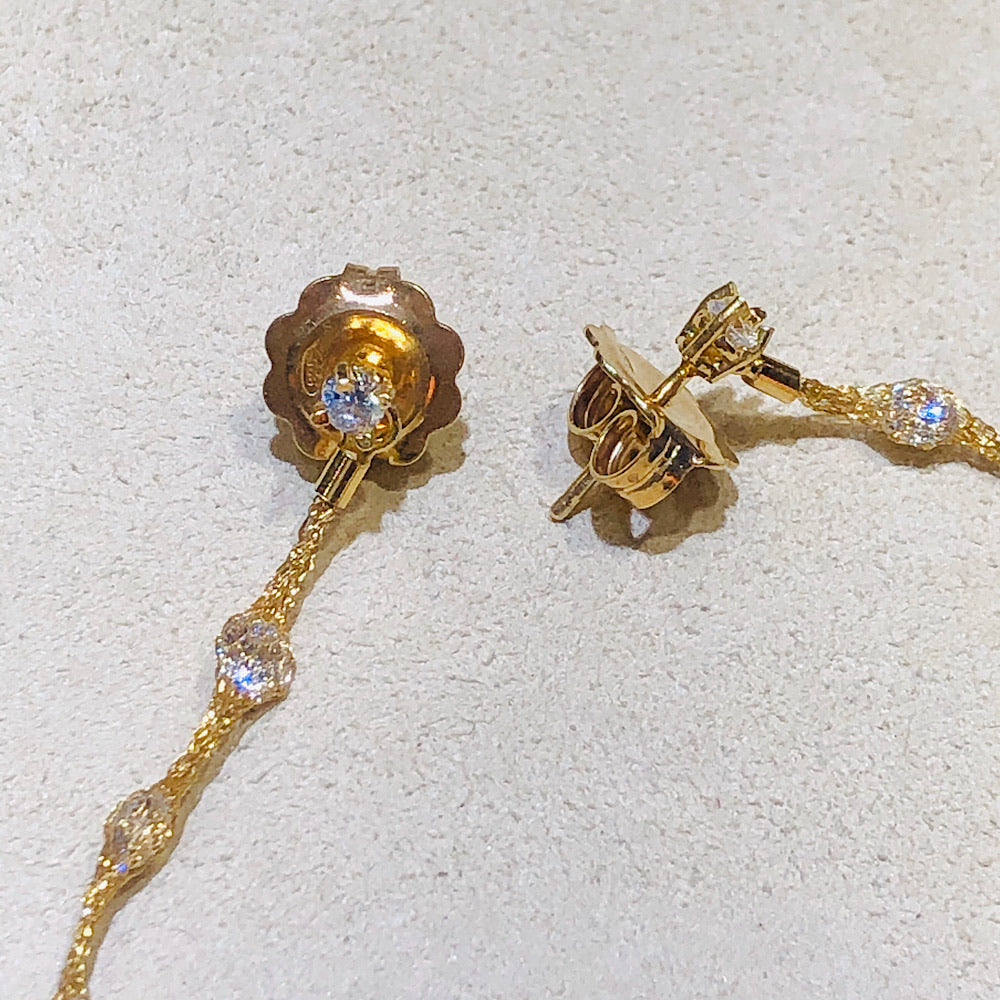 Micheletto Silver Yellow Gold Mesh and Pearls Earrings