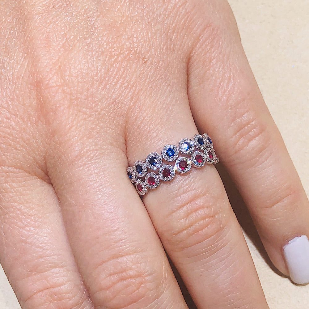 Diamond and Ruby White Gold Band