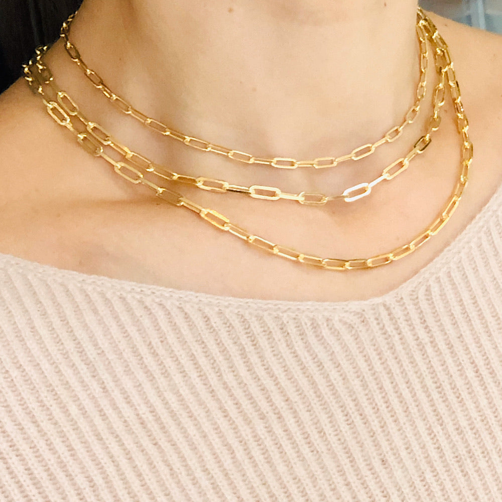 Paper Clip 3mm Chain Choker 12.5"