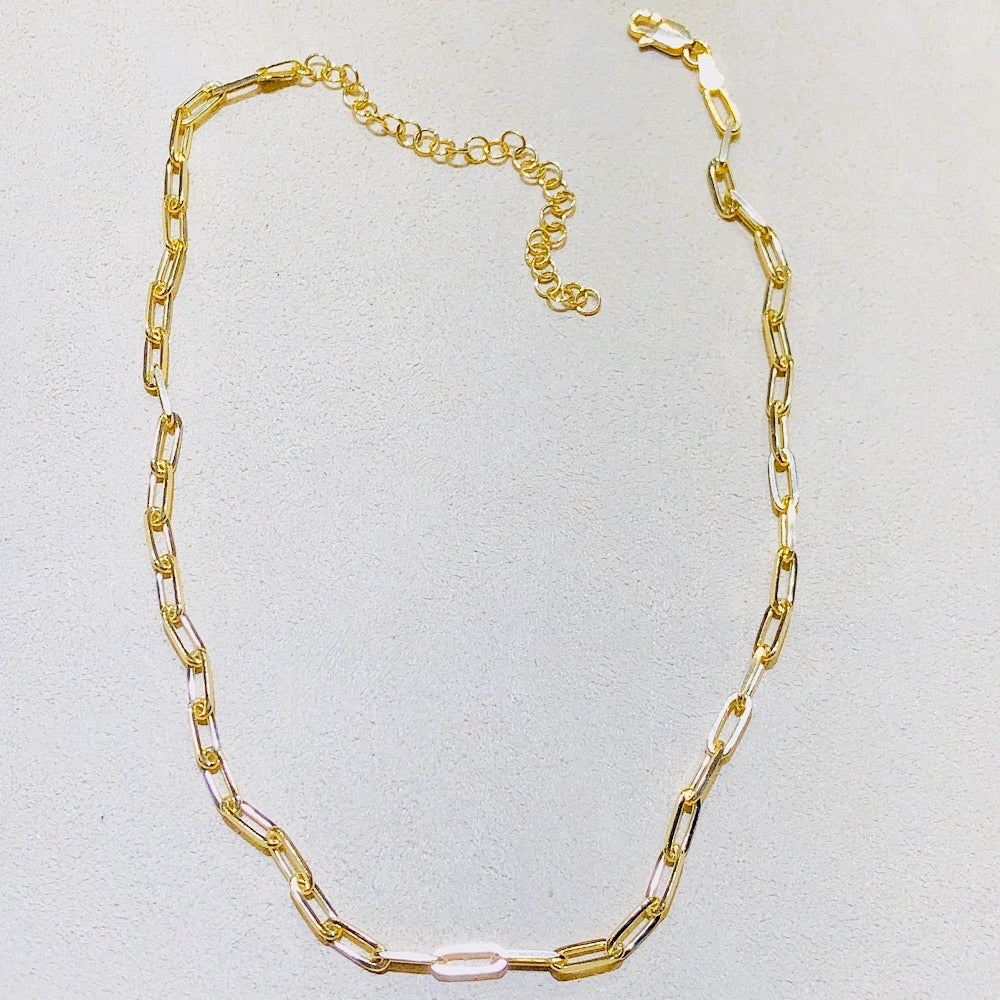Paper Clip 3mm Chain Choker 12.5"