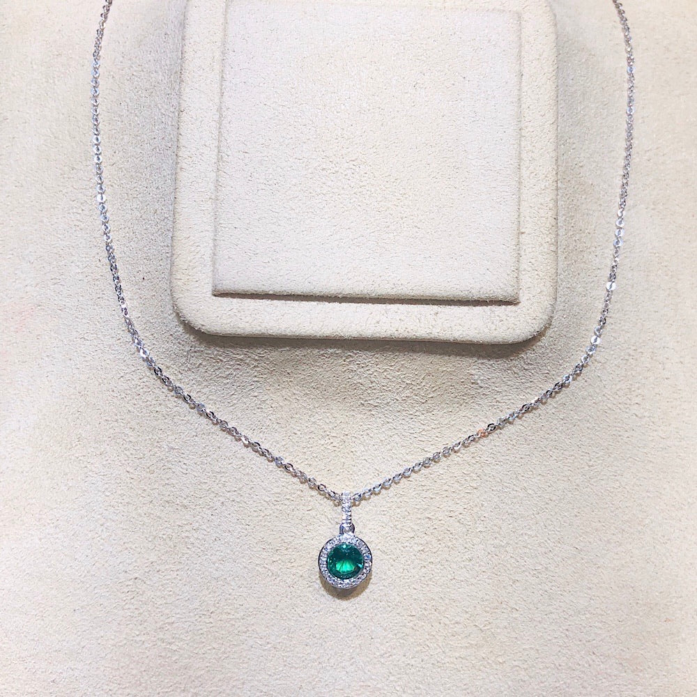 14Kt White Gold Emerald Necklace