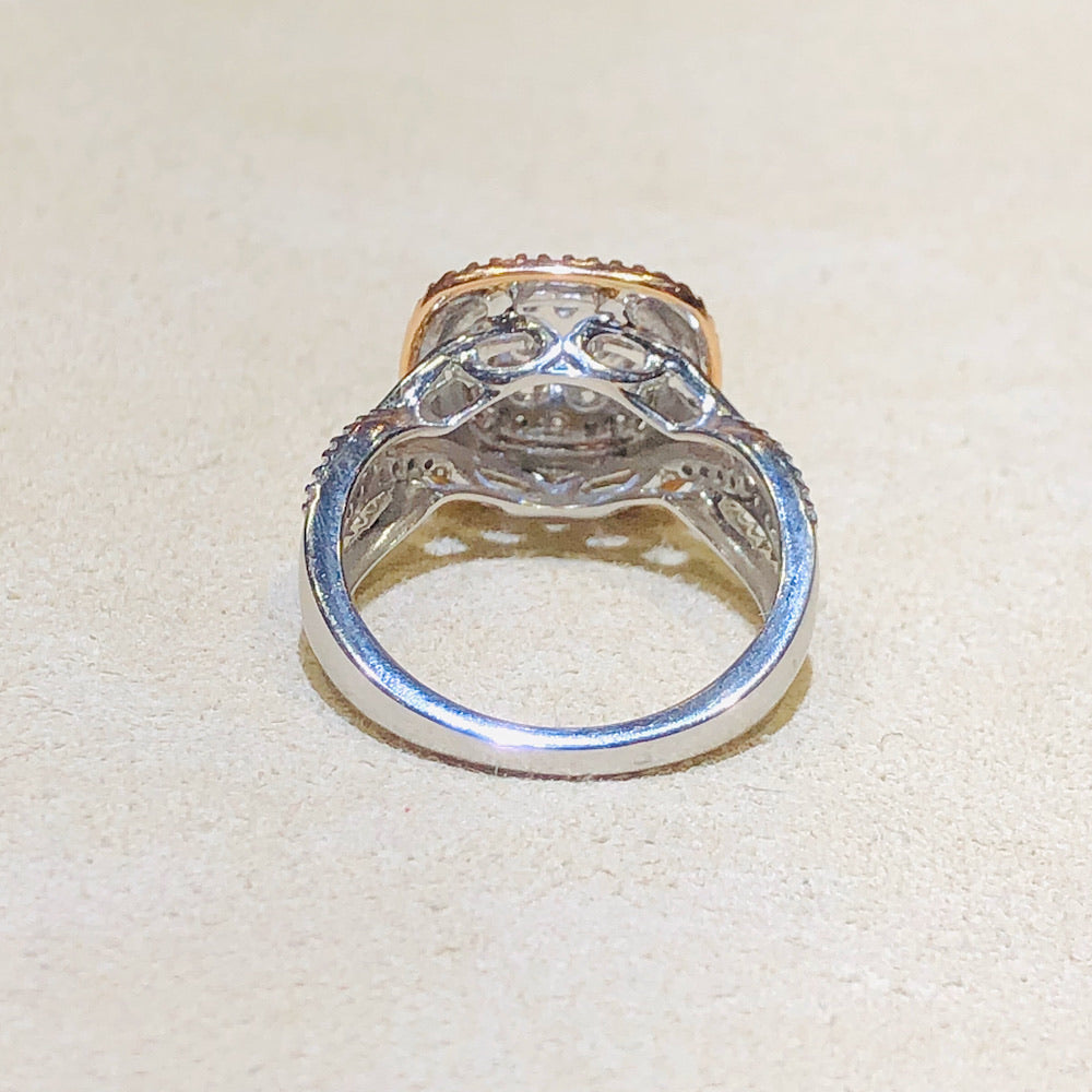 14KT Rose/White Gold & Diamond Ring 1.00 Ctw
