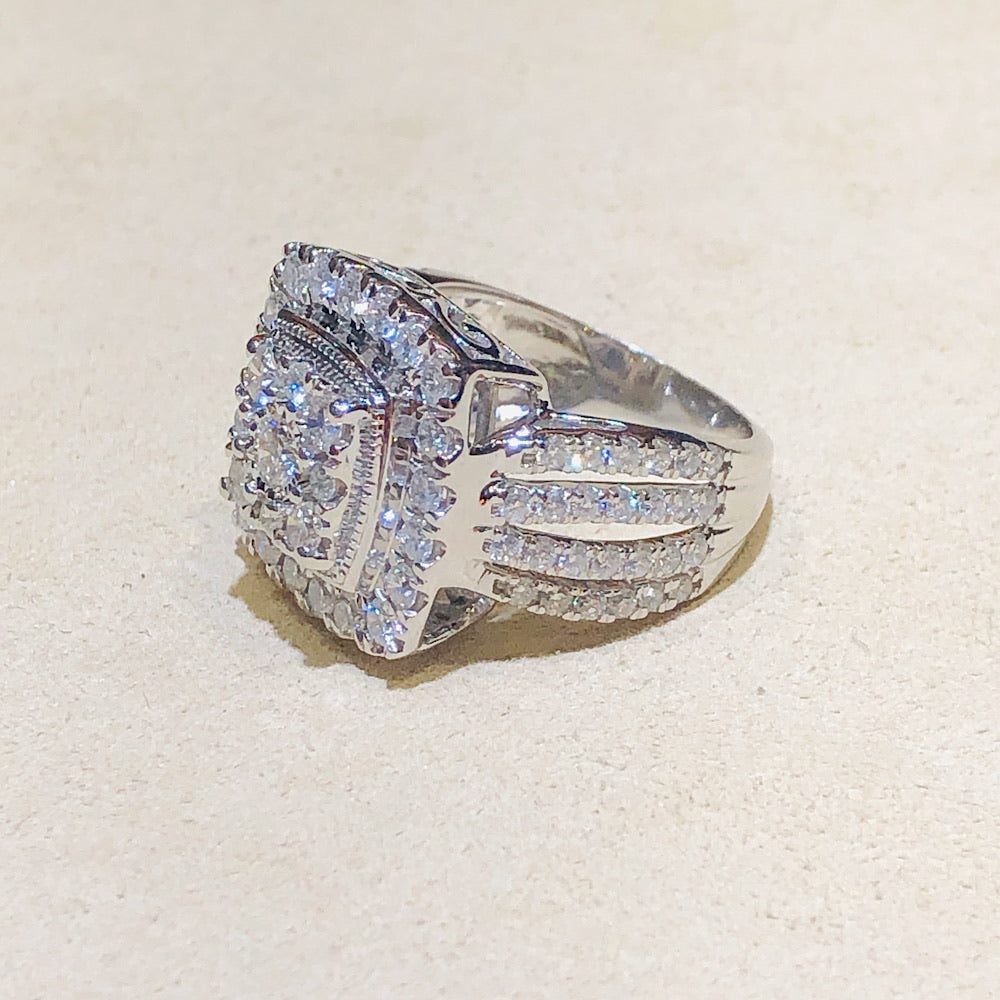 2.00 CTW Diamond Cluster Ring in White Gold