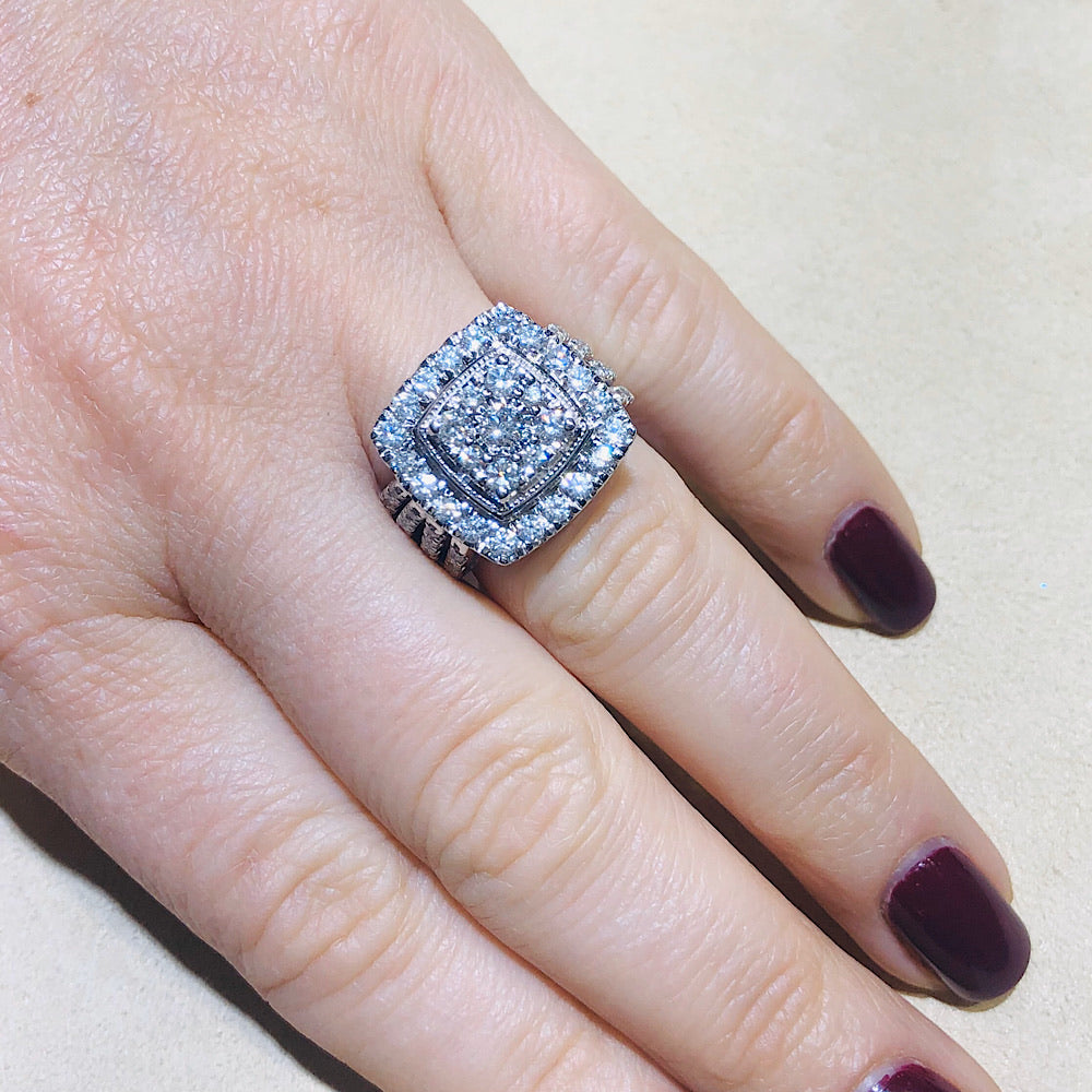 2.00 CTW Diamond Cluster Ring in White Gold