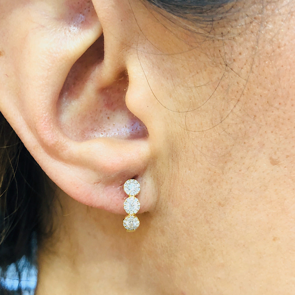 .37 Ctw Diamond & 14 Kt YG Hoop Earrings