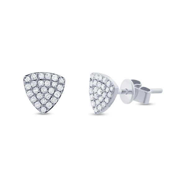 14 Kt White Gold and Diamond Triangle Studs