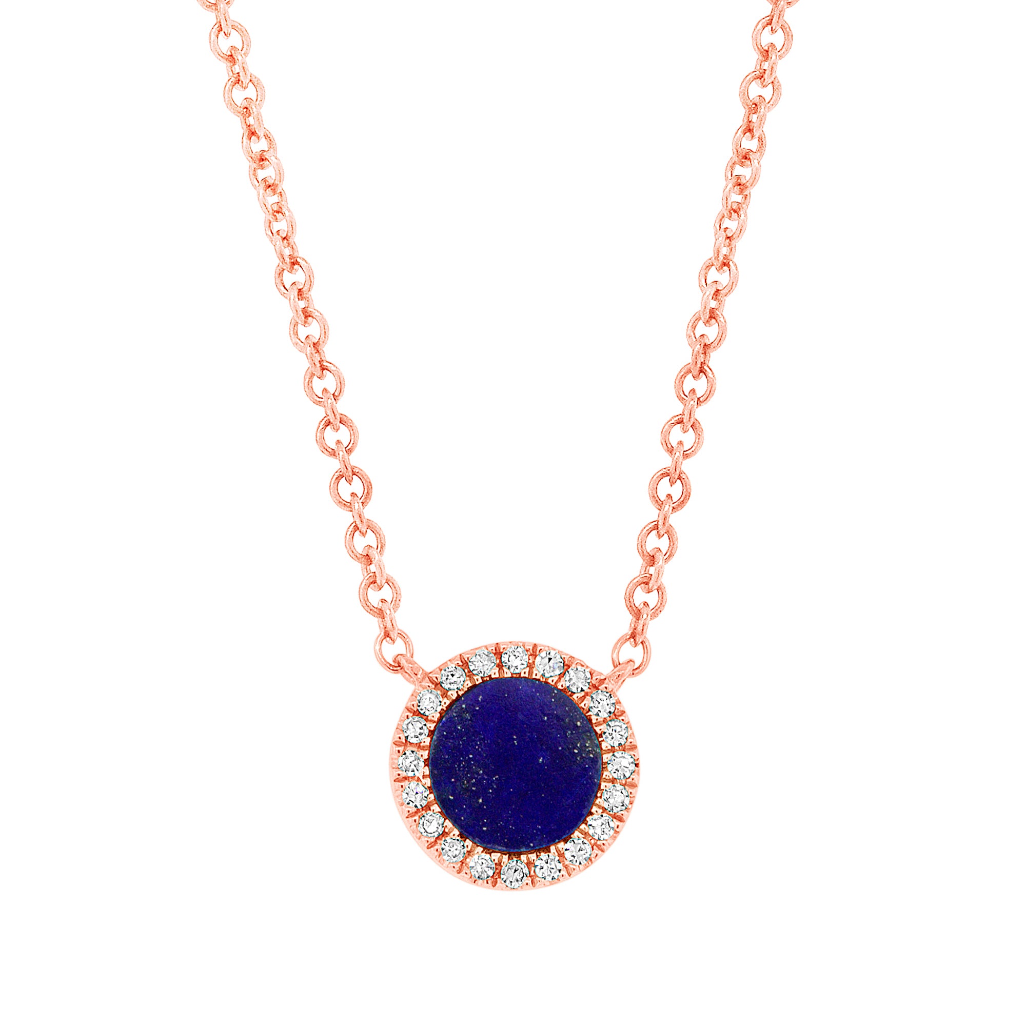 Lapis & .04 Diamond Rose Gold Necklace