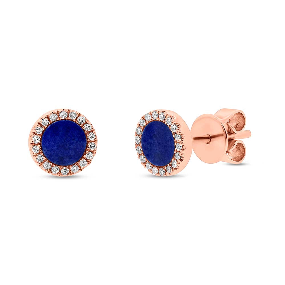 Lapis & .08 Ctw Diamond Studs