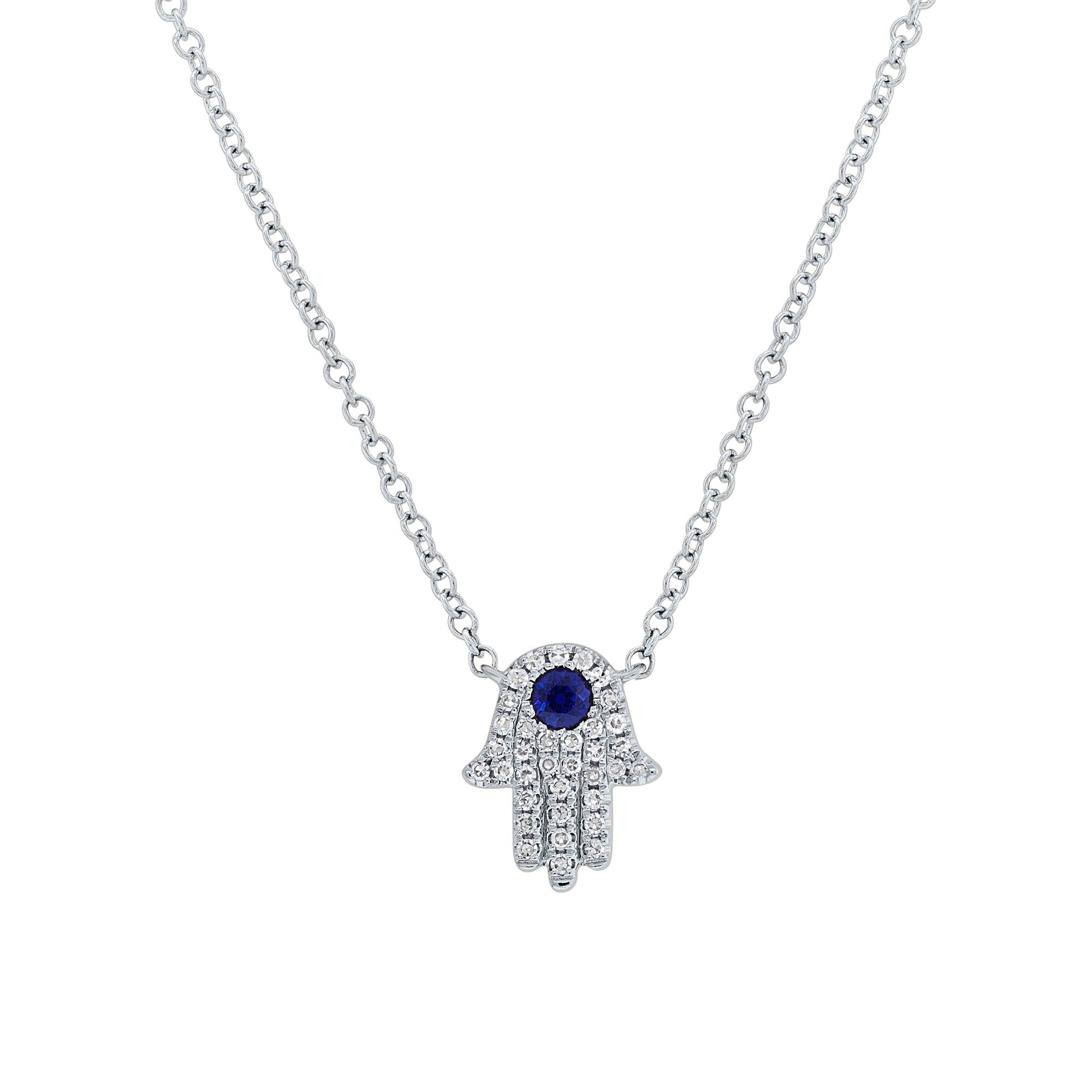 Sapphire & .09 Ctw Diamond Hand Pendant