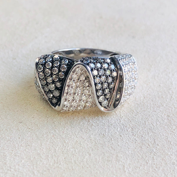Sterling Silver With Natural White and Champagne Diamonds Ring