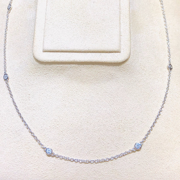 White Gold Vermeil (Rhodium Plated) Diamonds by the yard Necklace