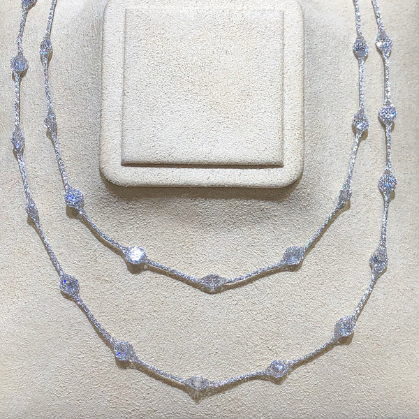 Micheletto Silver Mesh and Swarovski Crystals Silver Necklace
