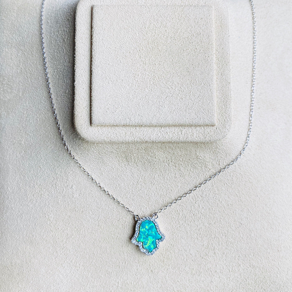 Green Opal Hamsa Necklace