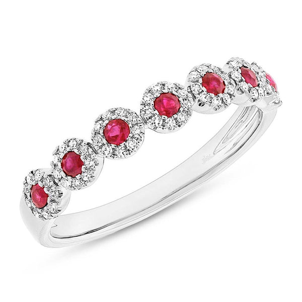 Diamond and Ruby White Gold Band