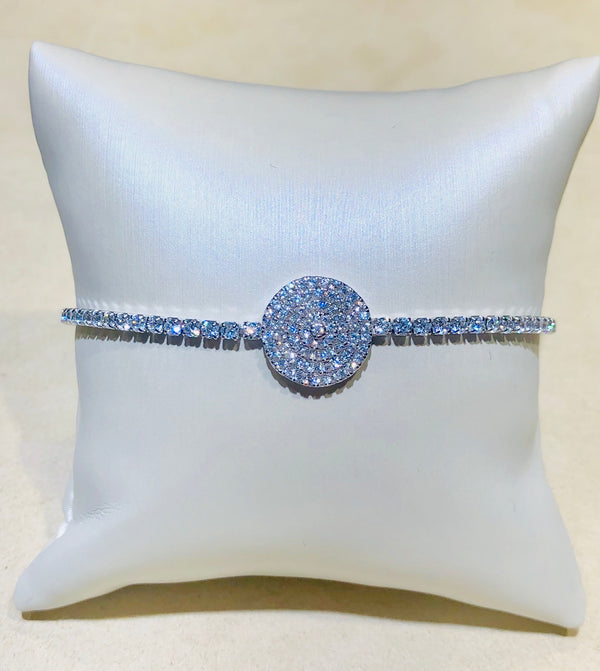 Pave Swarovski Crystals Coin Style Bracelet