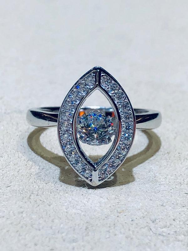 “Dancing Dangling Diamond” Marquise Ring