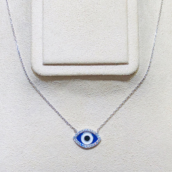 Evil Eye White Gold Plated(Rhodium) Necklace