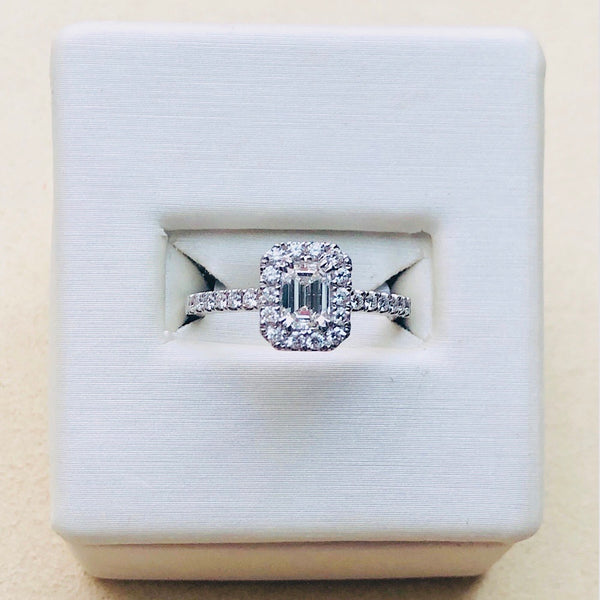 Emerald Cut Diamond Engagement Ring 14Kt White Gold