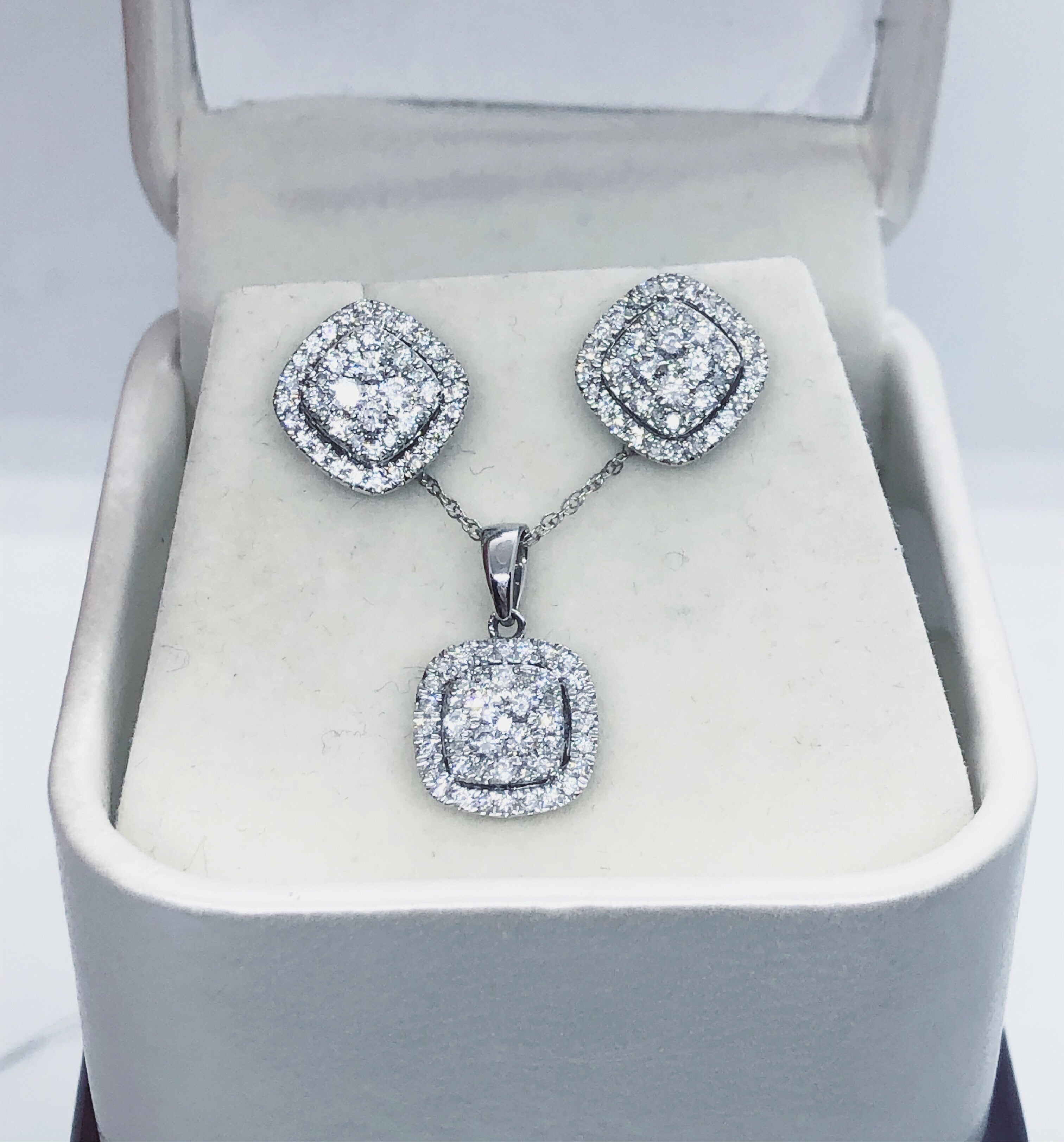 Diamond Earrings & Pendant Set