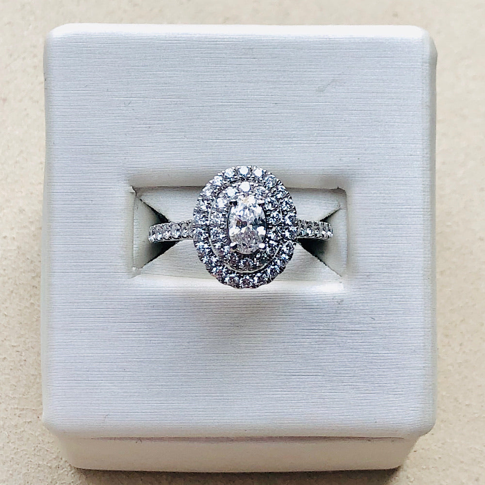 14Kt White Gold Oval Diamond Engagement Ring