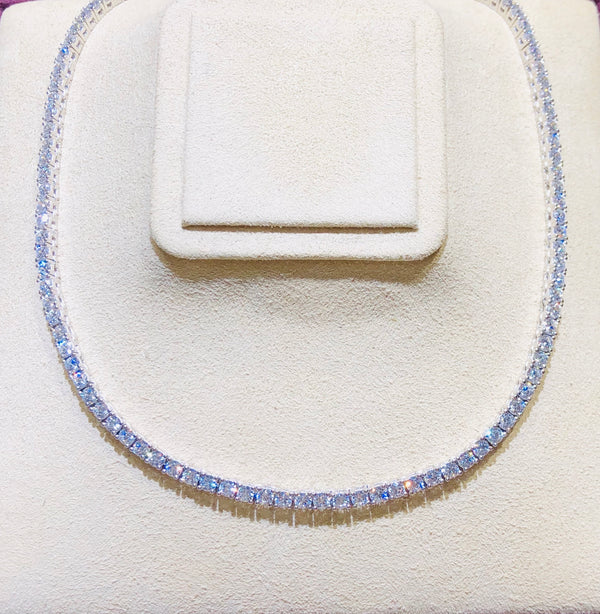 White gold tennis necklace with Swarovski crystals