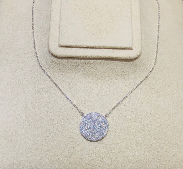 Pave Swarovski Crystals coin style necklace